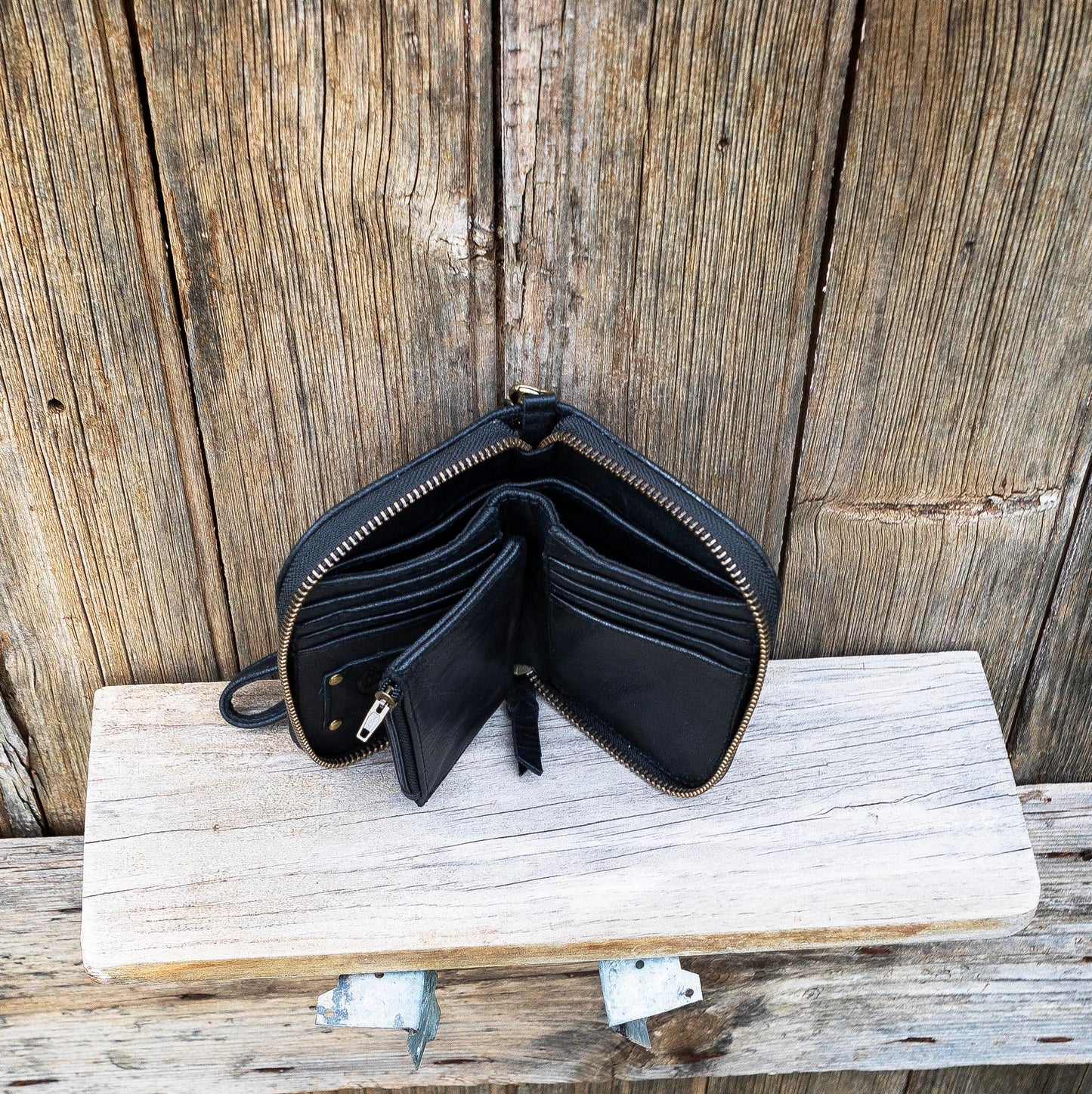 Zip-Around Leather Weave Wallet/Purse