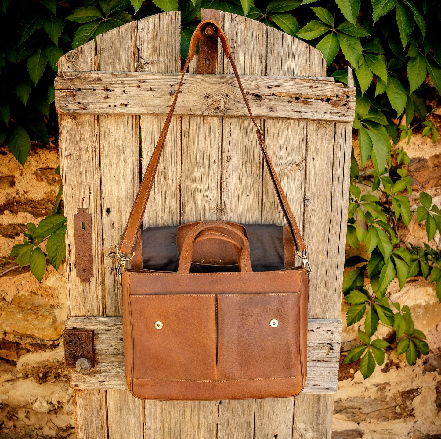 Buffalo Hide Leather Laptop Satchel
