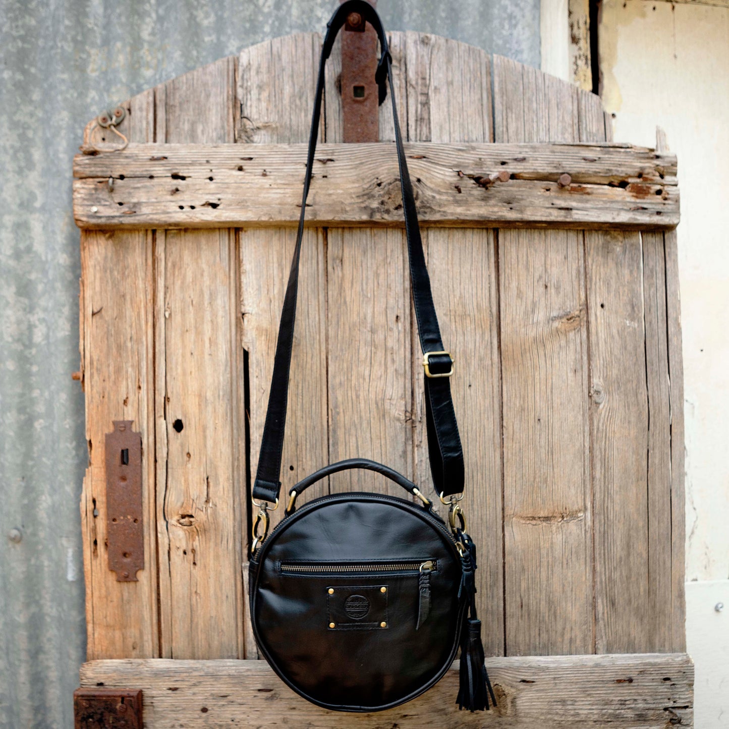 Carved Leather Round Bag