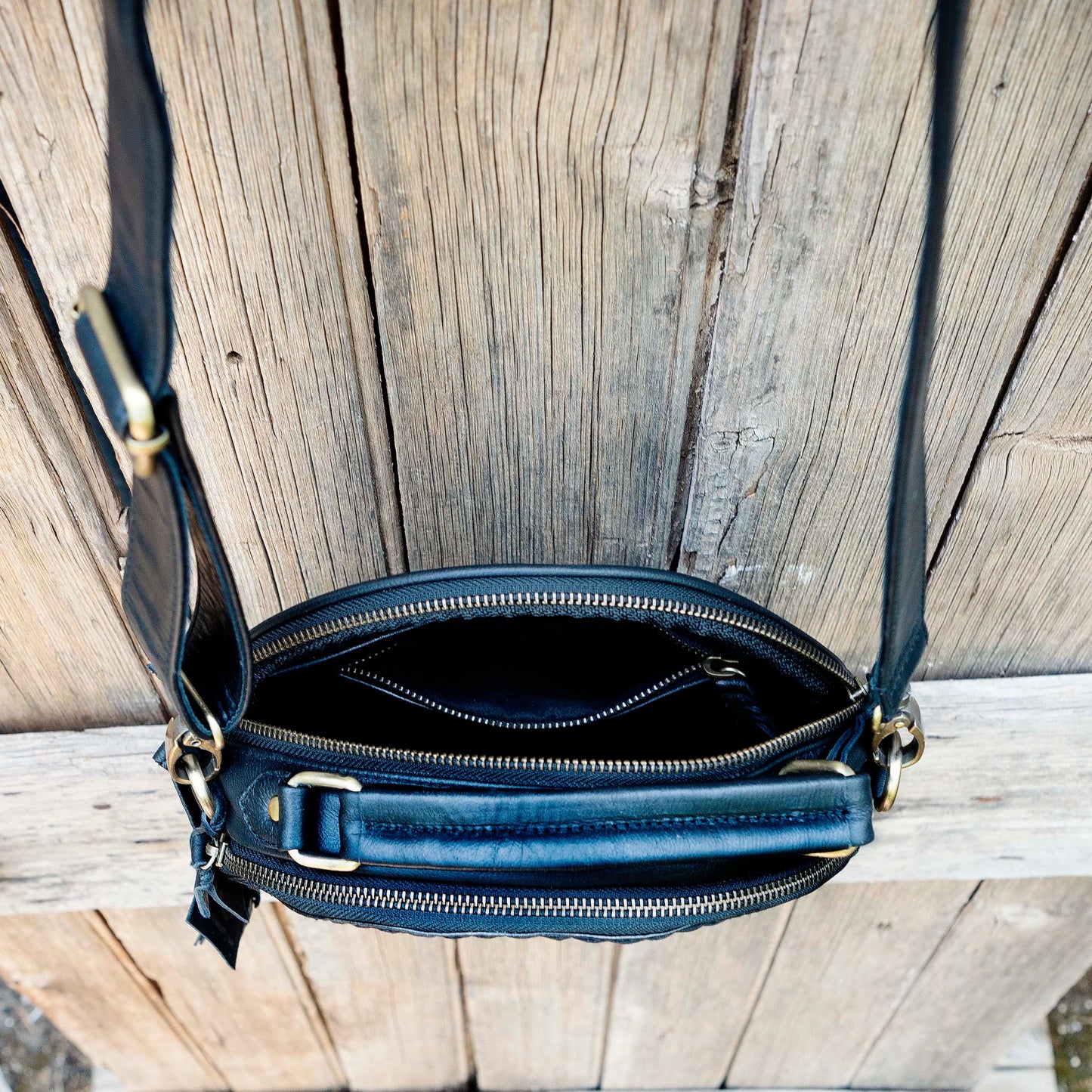 Carved Leather Round Bag