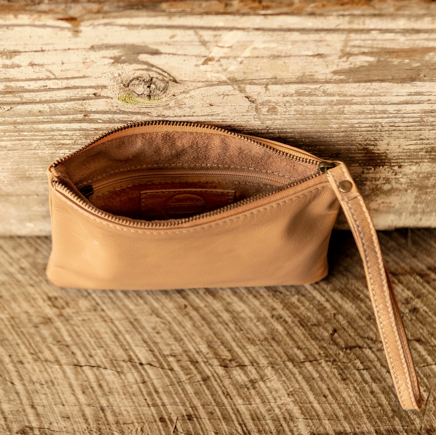 Leather Phone Clutch With Wrist Strap