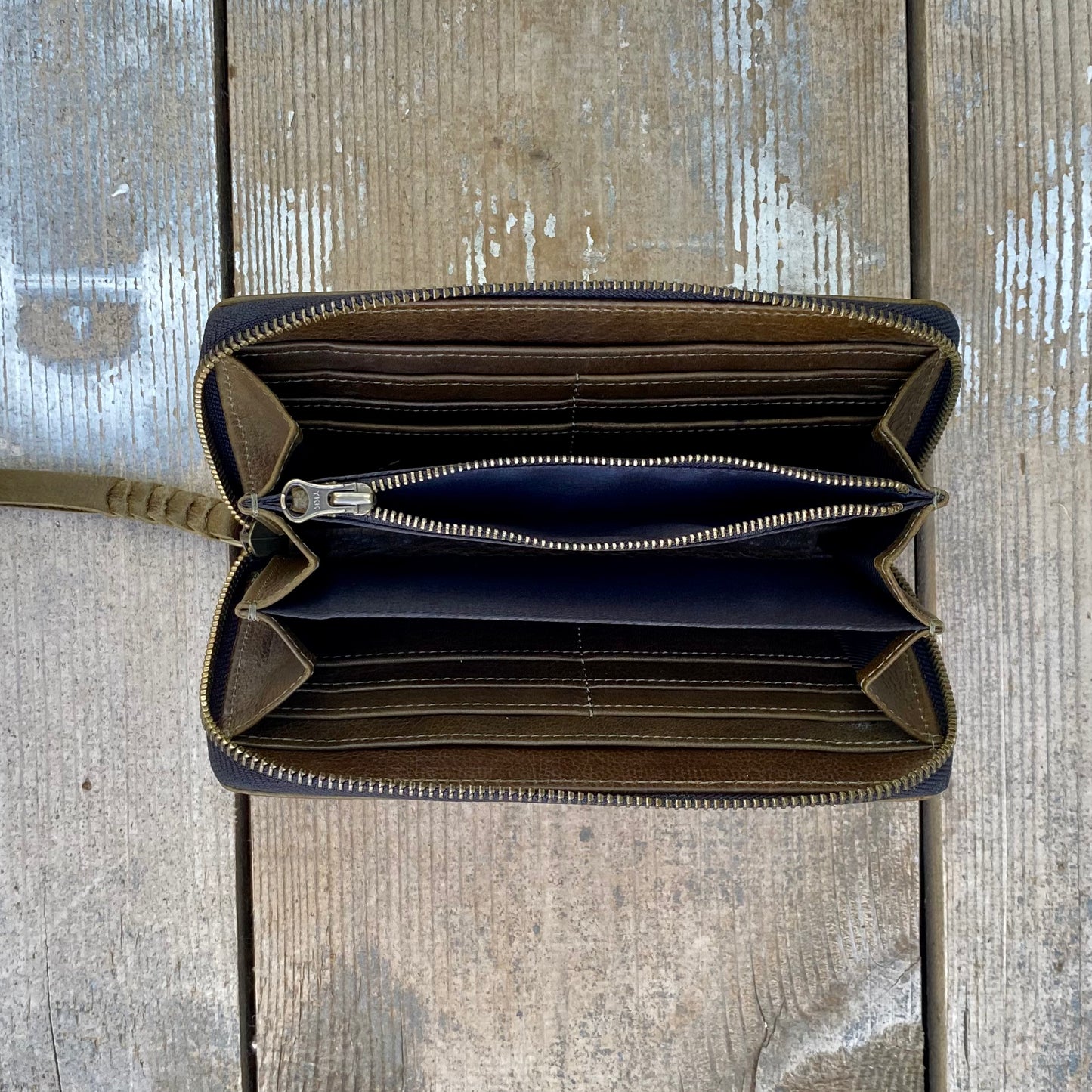 Slender Zippered Leather Purse / Wallet
