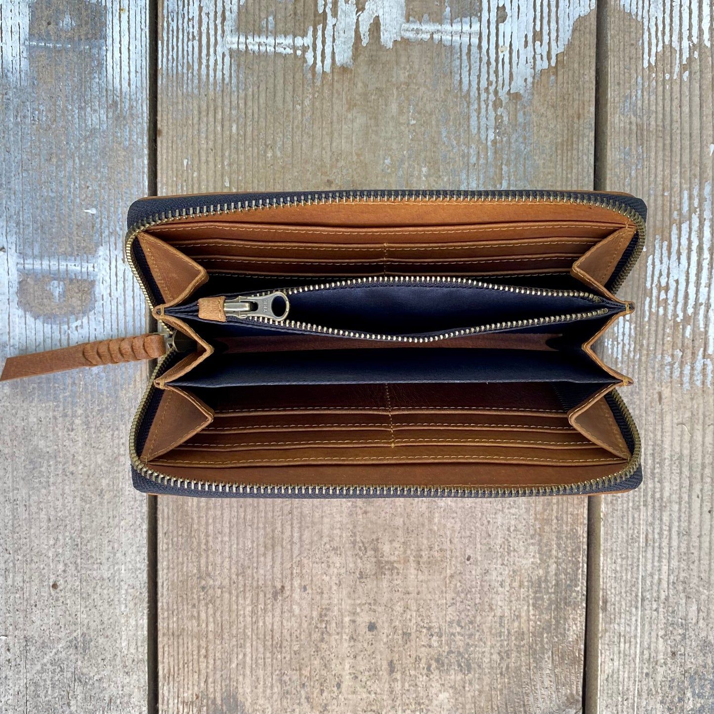 Slender Zippered Leather Purse / Wallet