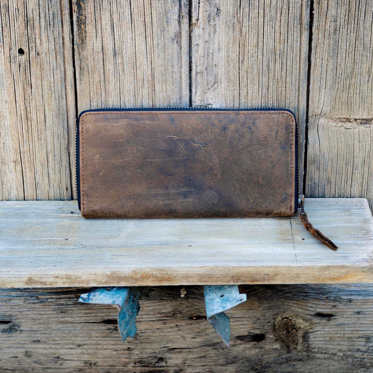Slender Zippered Leather Purse / Wallet