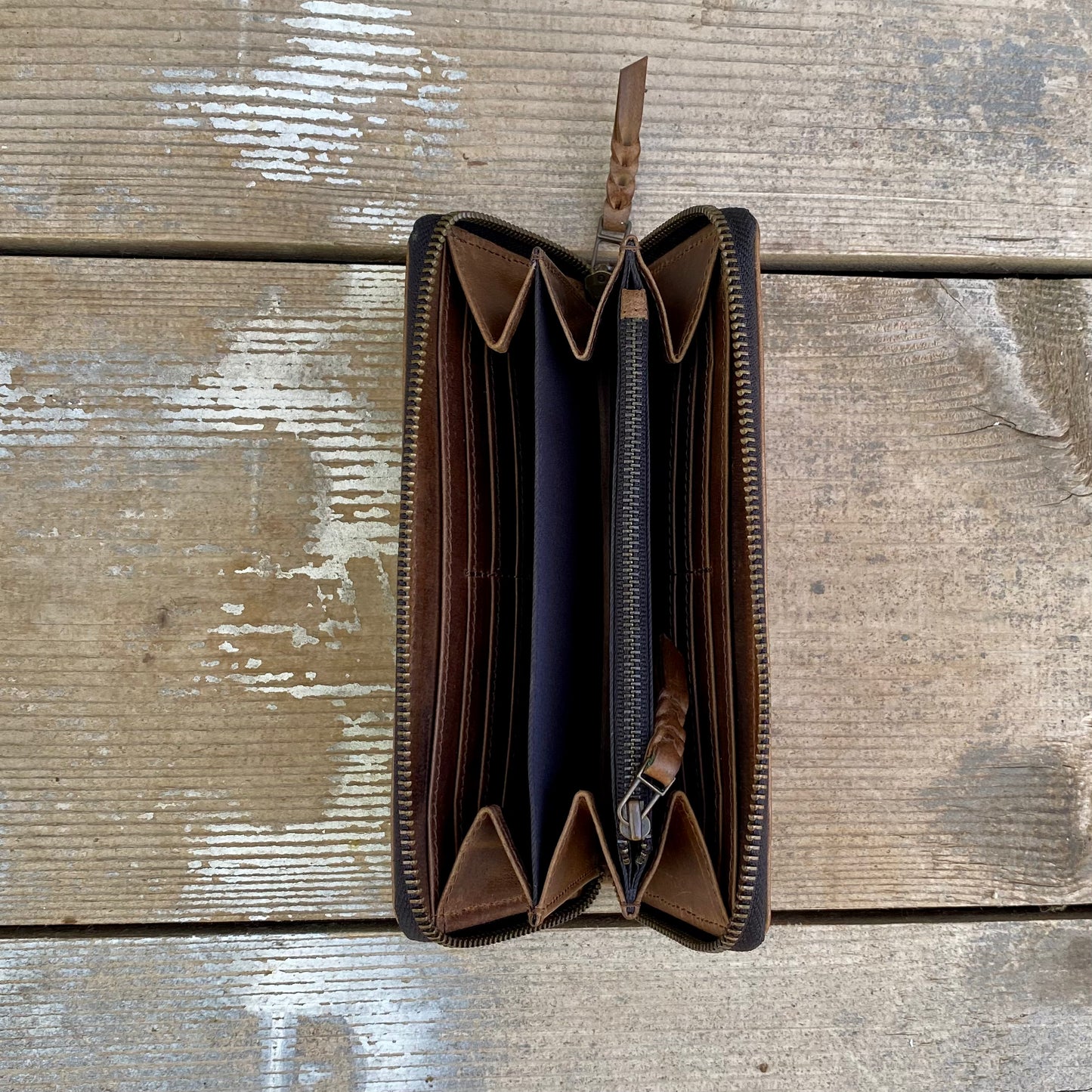 Slender Zippered Leather Purse / Wallet