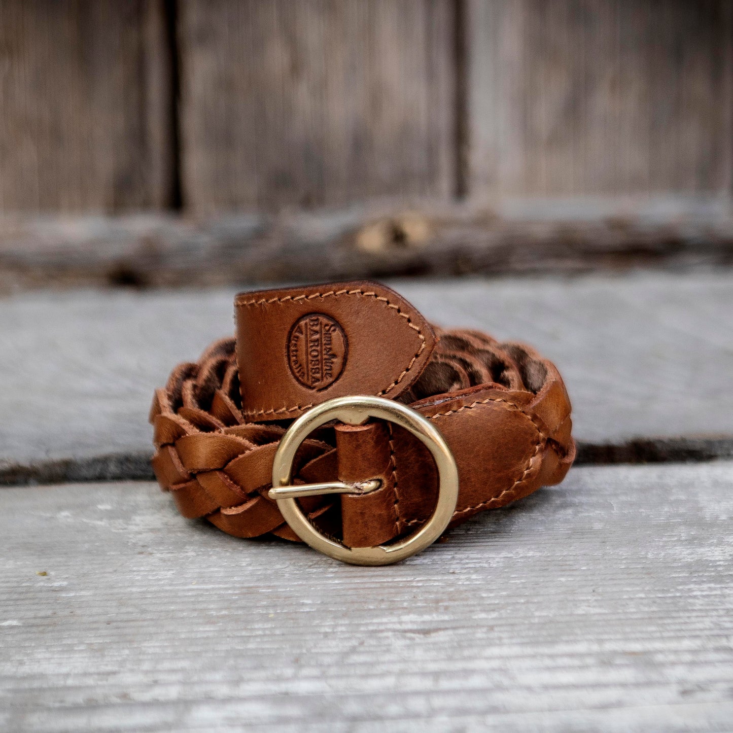 Tan Thick Plait Leather Belt