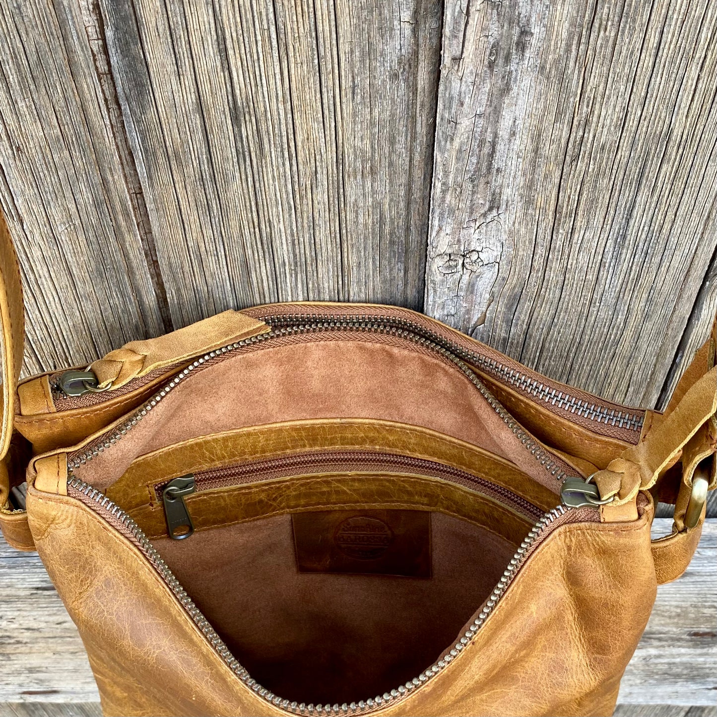 Sally Double Compartment Leather Handbag/Travel Bag