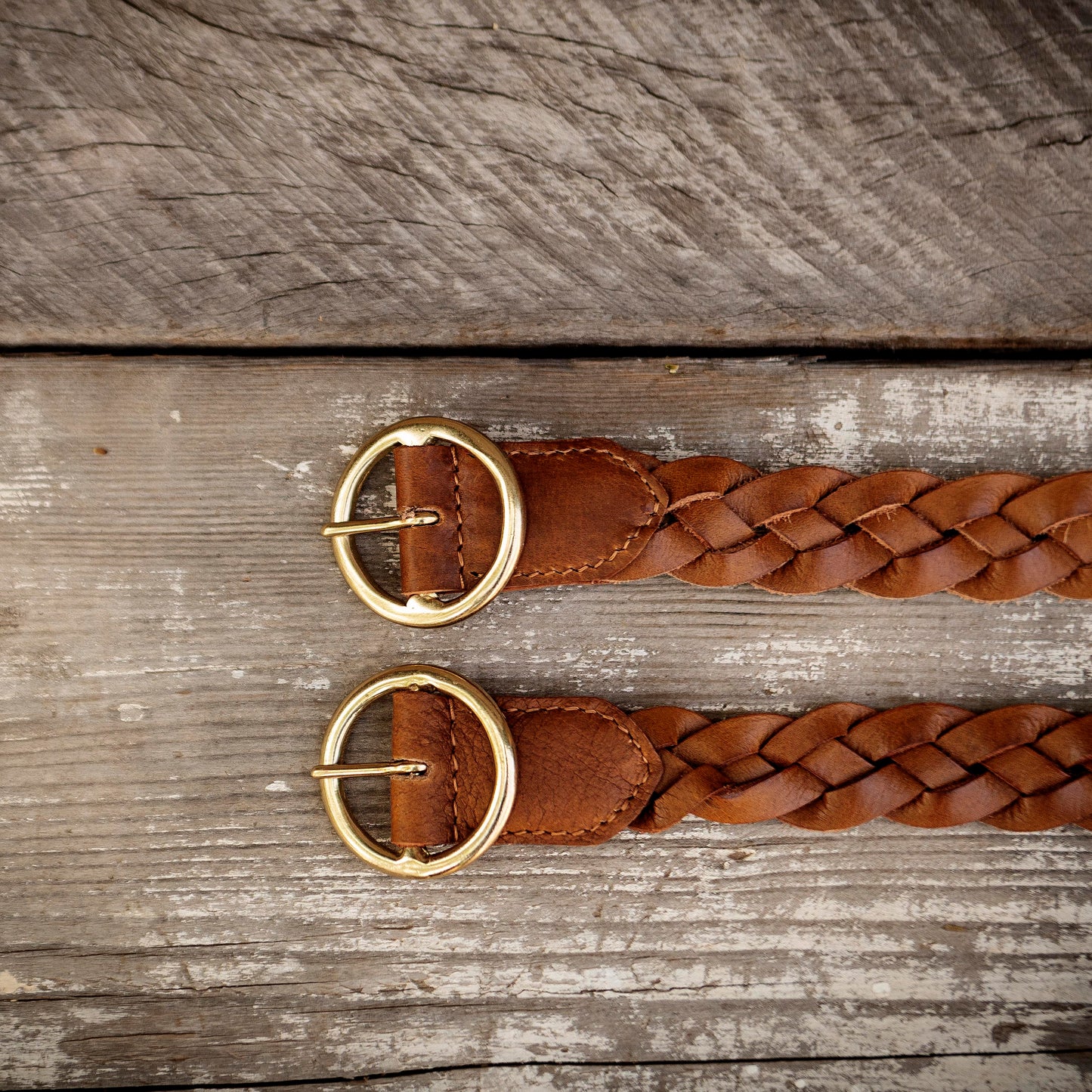 Tan Thick Plait Leather Belt