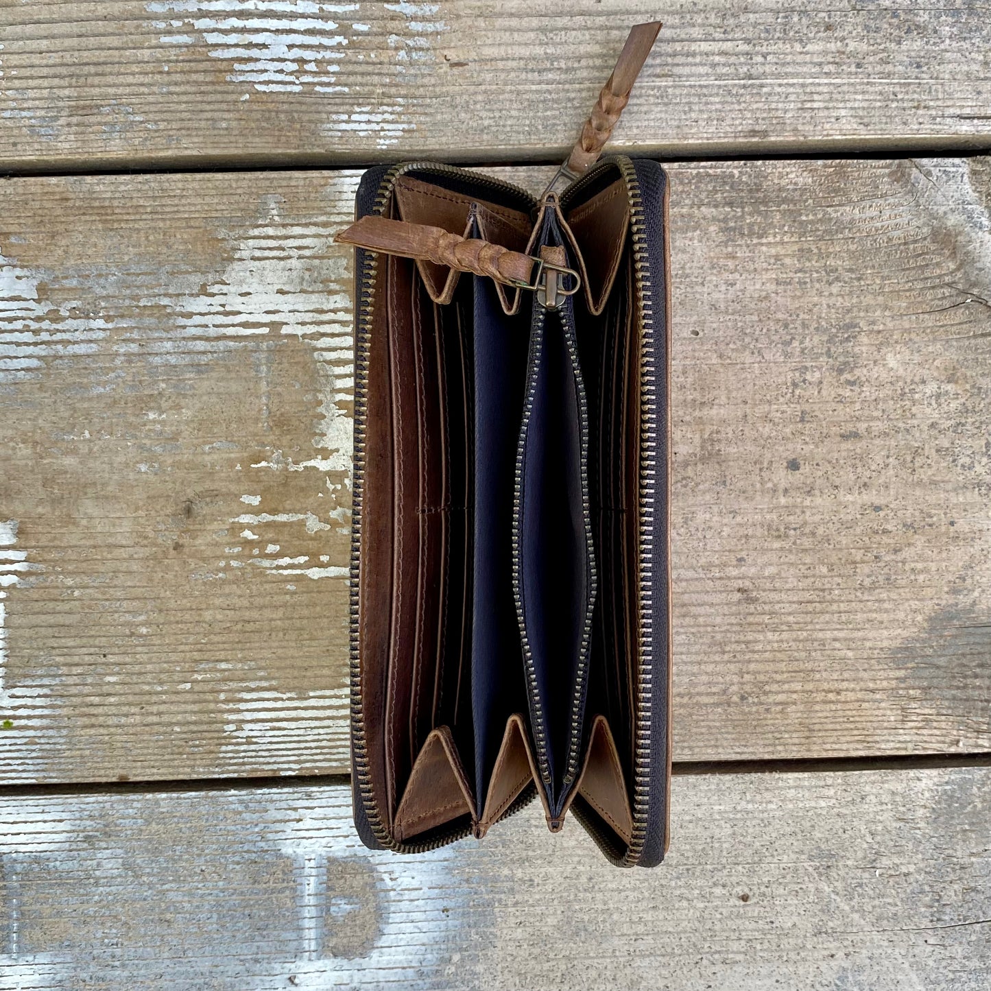 Slender Zippered Leather Purse / Wallet