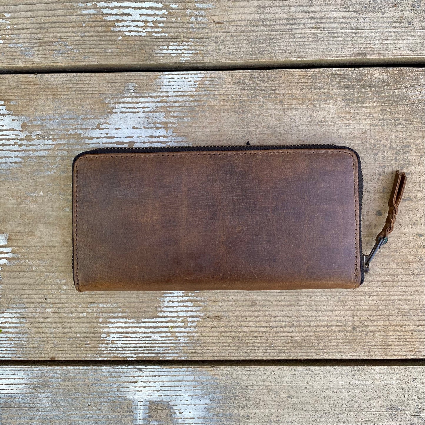 Slender Zippered Leather Purse / Wallet