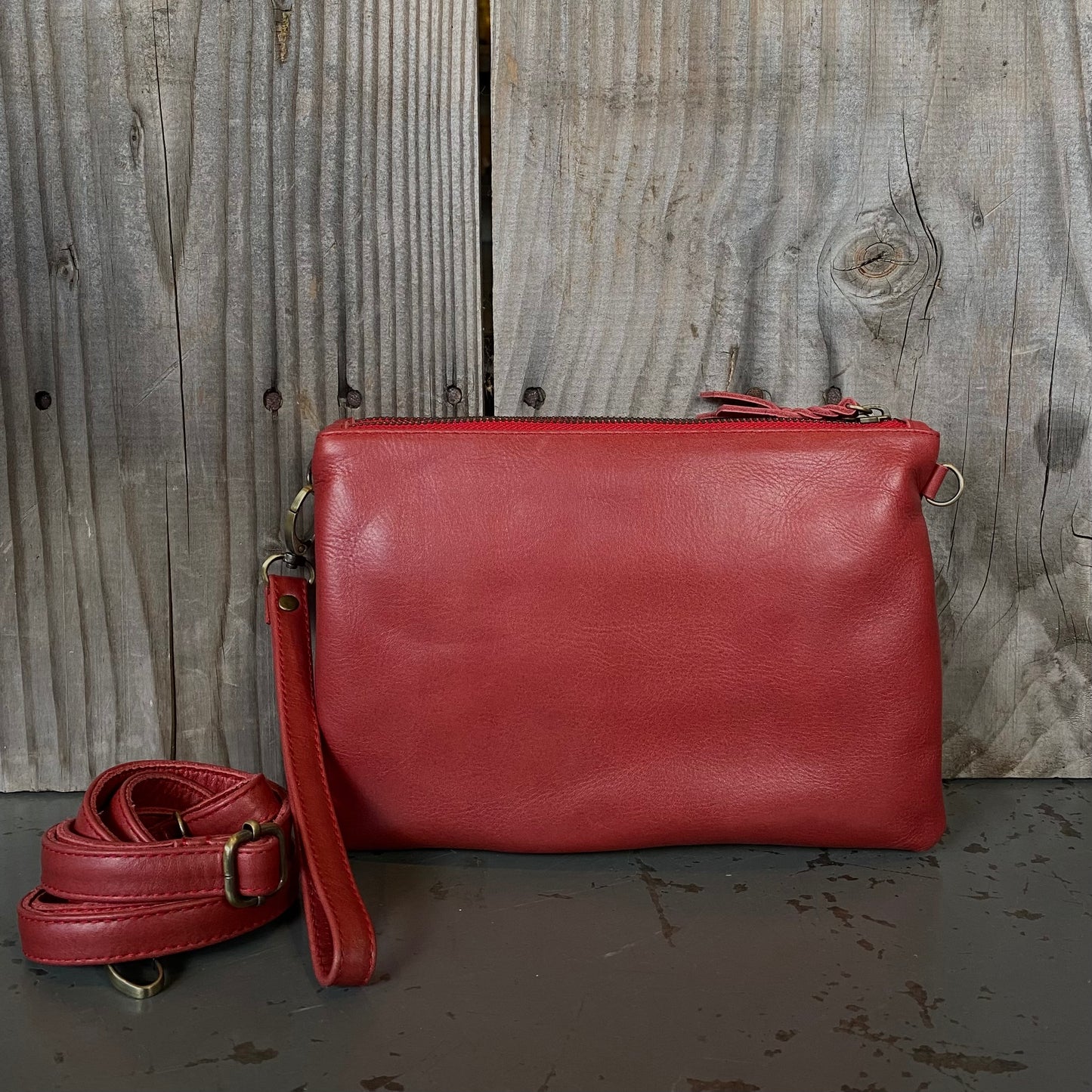 A Strong Leather Double Compartment Clutch