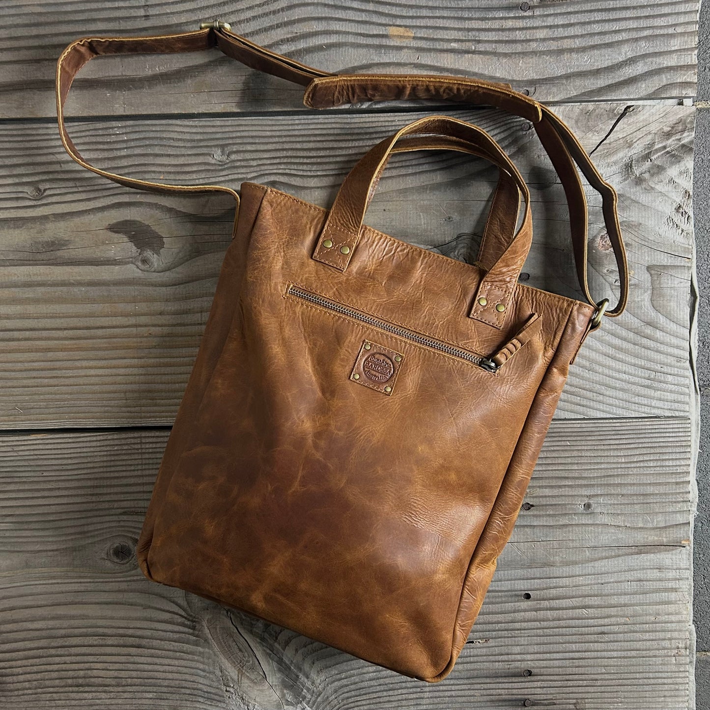Twin-Handled Leather Work Bag