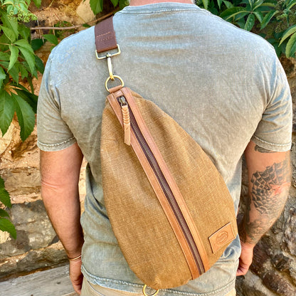 Canvas & Leather Sling Bag