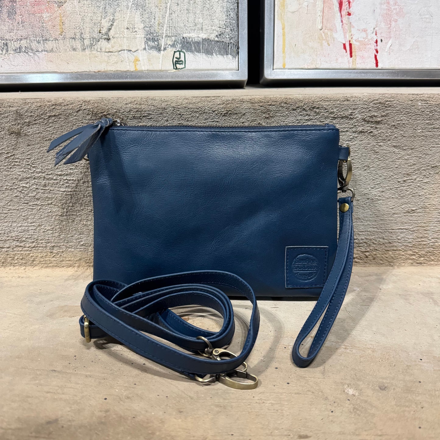 A Leather Double Compartment Clutch