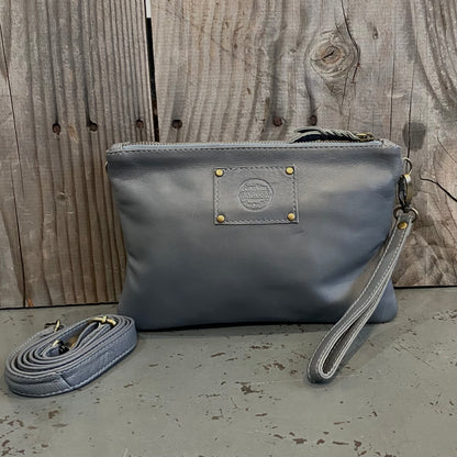 A Leather Double Compartment Clutch