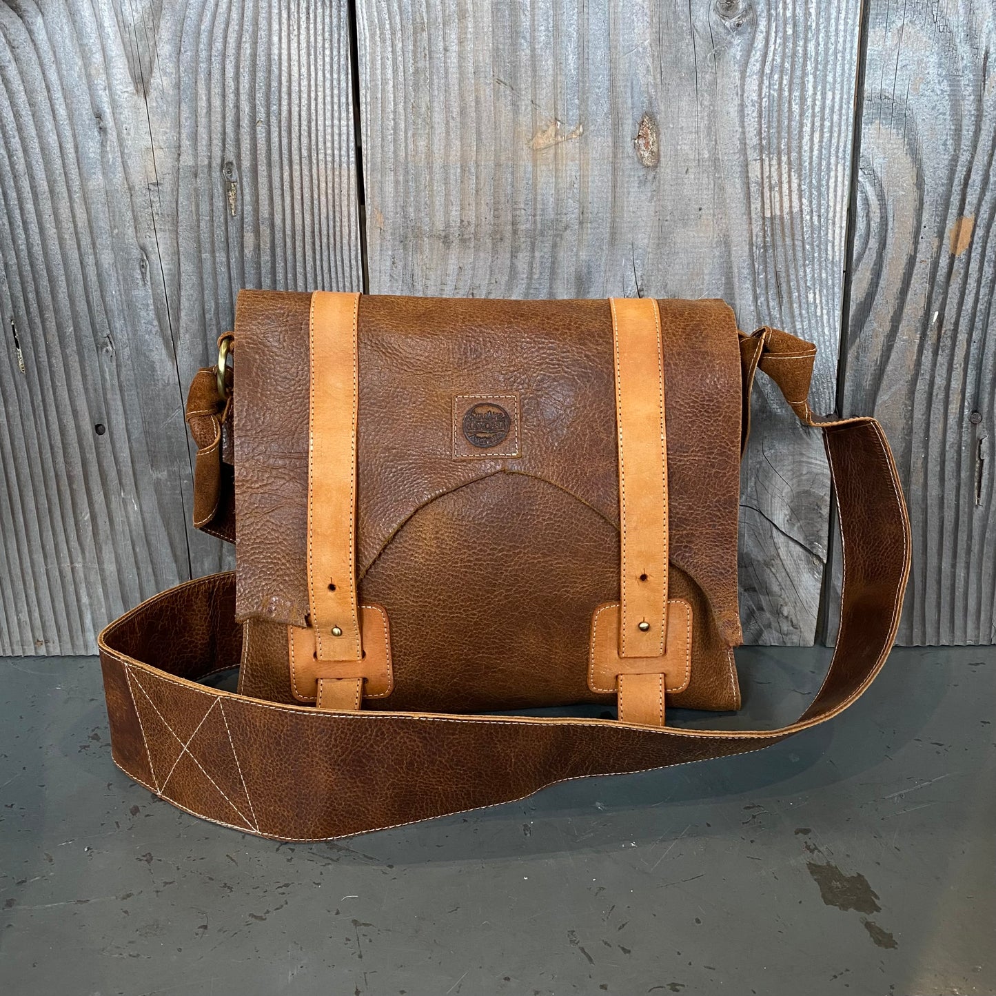 Soft Leather Satchel with Fastener