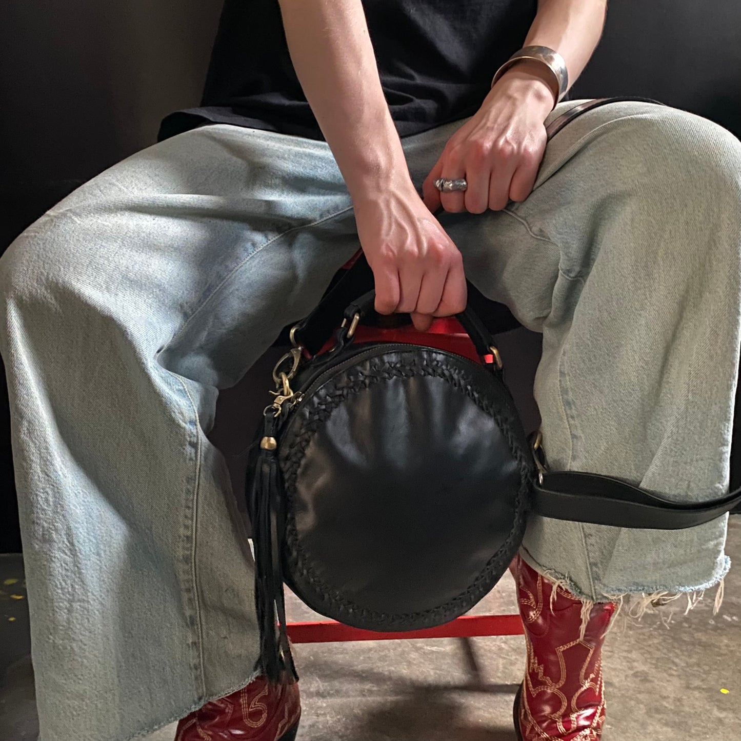 Leather Round Bag