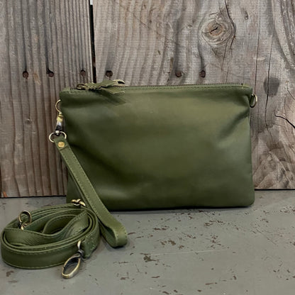 A Leather Double Compartment Clutch