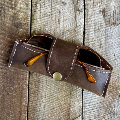 A Thin Leather Snap Lock Glasses Case