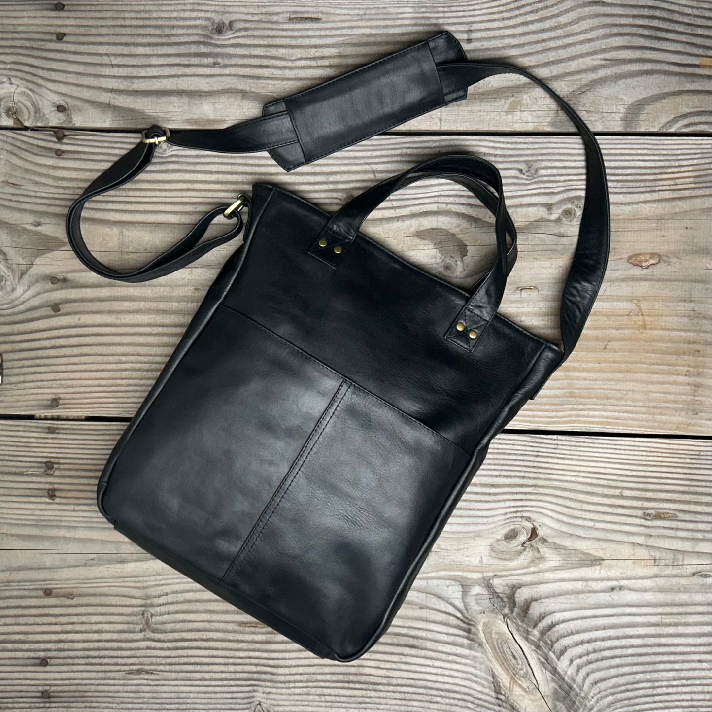 Twin-Handled Leather Work Bag