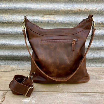 A Two Pocket Leather Bucket Bag