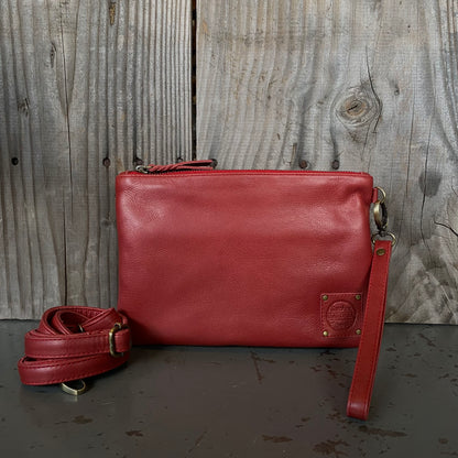 A Leather Double Compartment Clutch