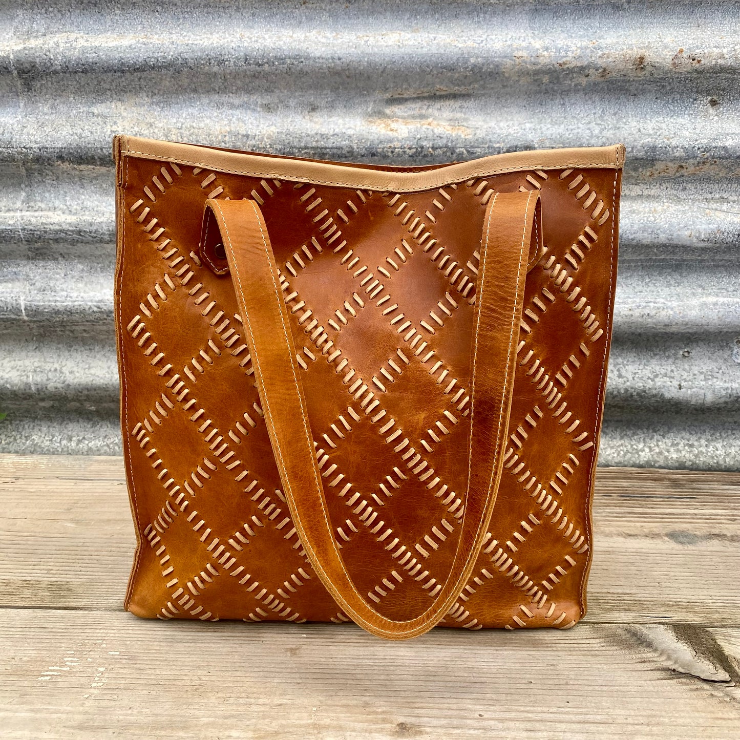 Criss-cross Leather Tote