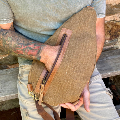 Canvas & Leather Sling Bag