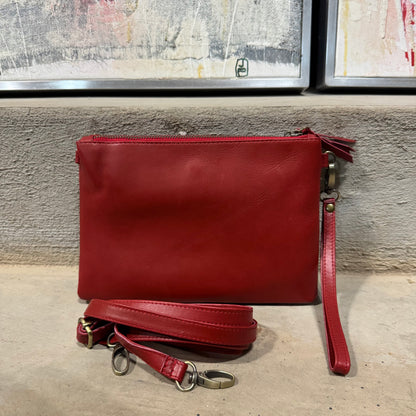 A Leather Double Compartment Clutch