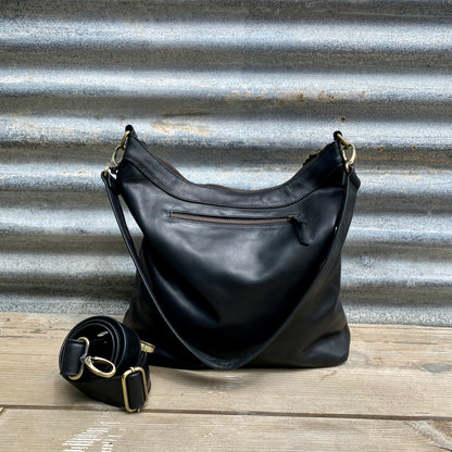 A Two Pocket Leather Bucket Bag