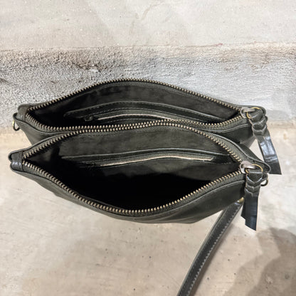 A Leather Double Compartment Clutch