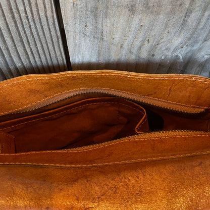 Retro Vibes Carved Leather Handbag