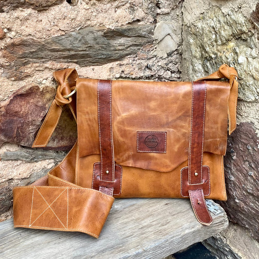 Soft Leather Satchel with Fastener