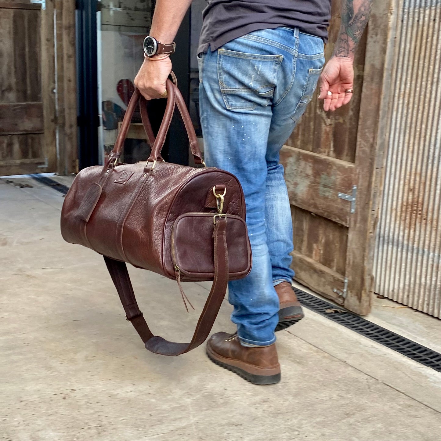 Vintage Leather Duffle/Sports Bag