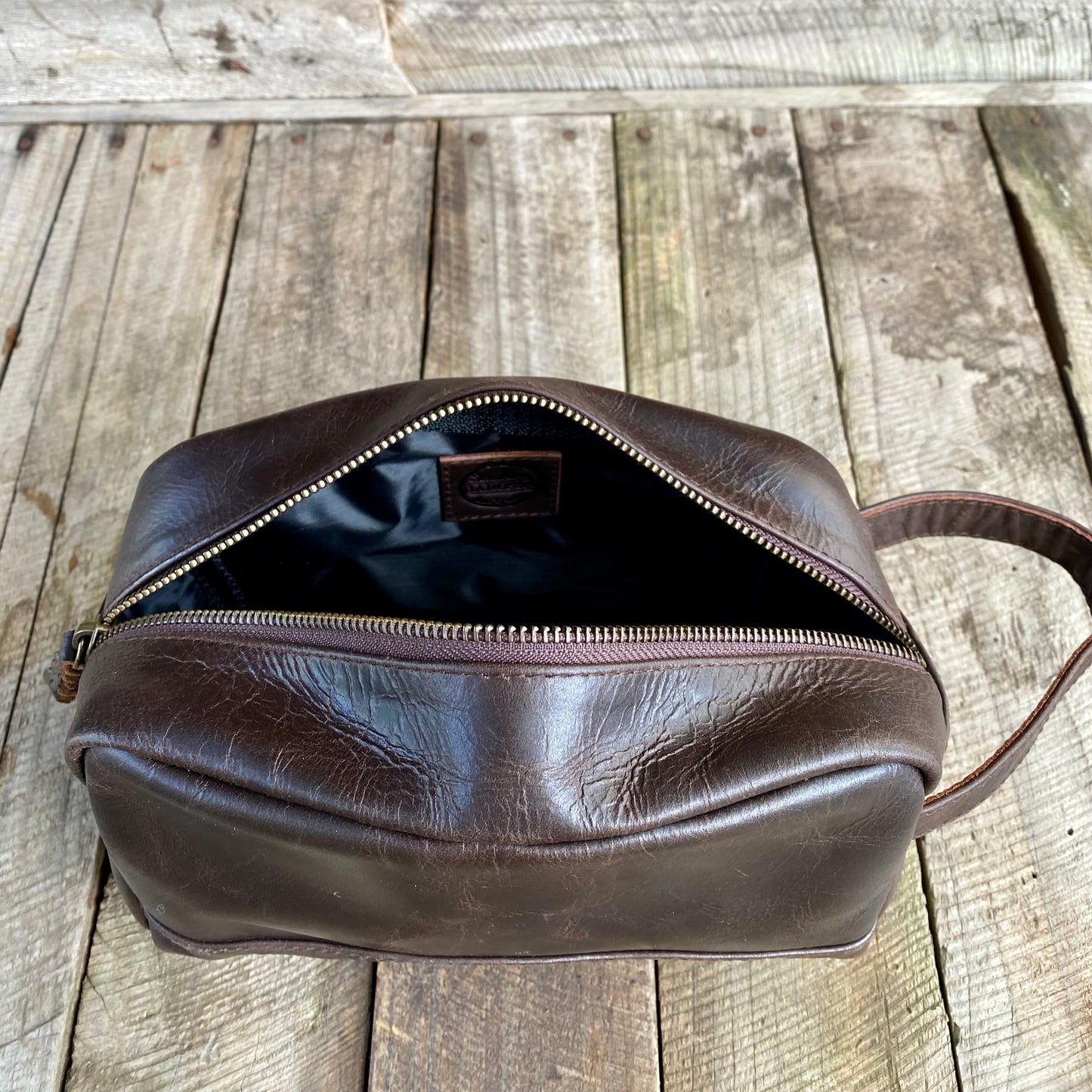 A Bit Bigger Leather Toiletry Bag / Wash Bag