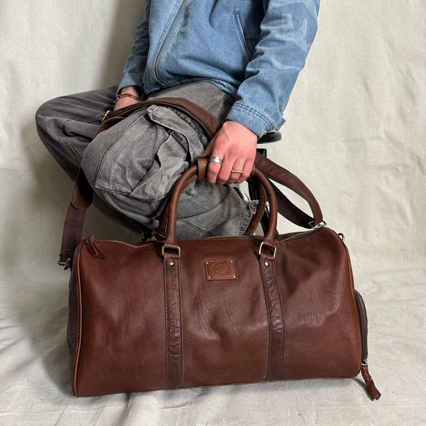 Vintage Leather Duffle/Sports Bag