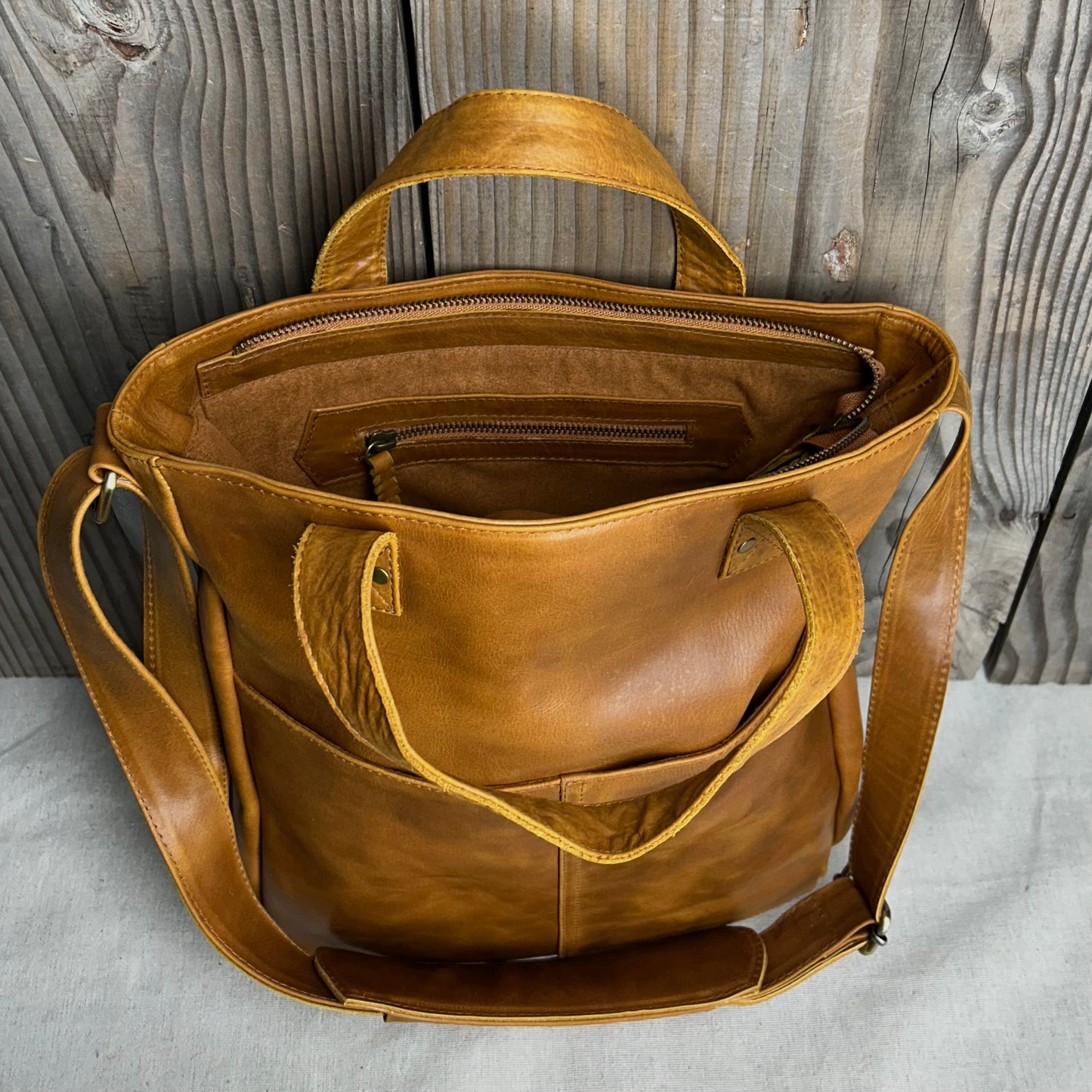 Twin-Handled Leather Work Bag
