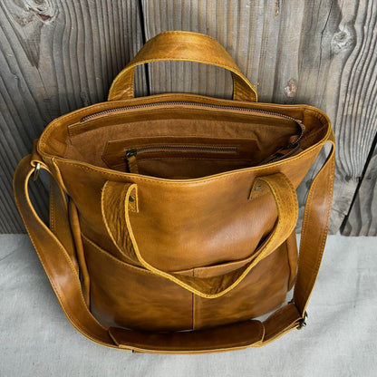 Twin-Handled Leather Work Bag