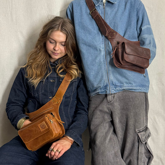 Leather Travel / Festival Waist or Across Body Bag