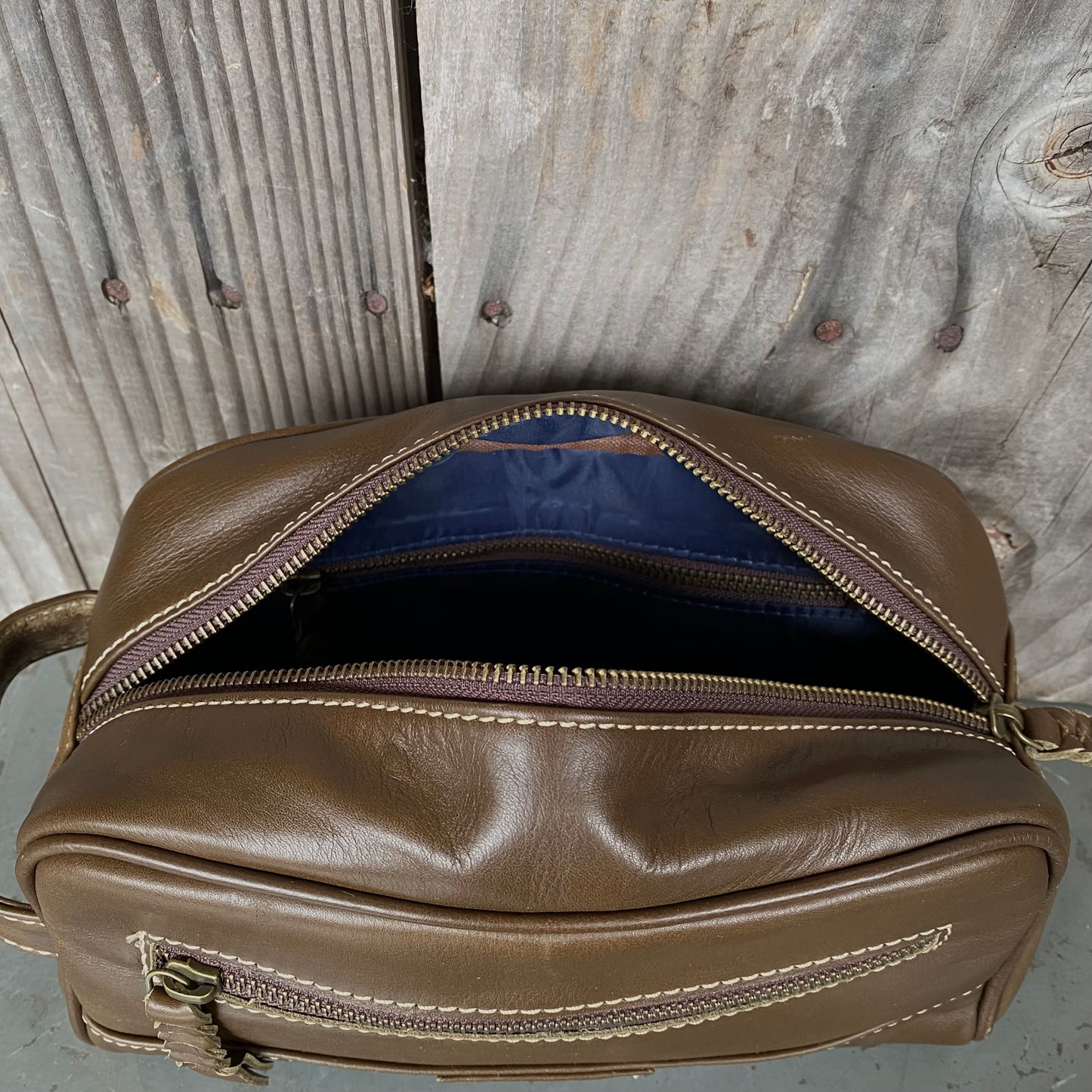 A Bit Bigger Leather Toiletry Bag / Wash Bag