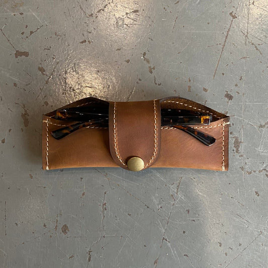 A Thin Leather Snap Lock Glasses Case
