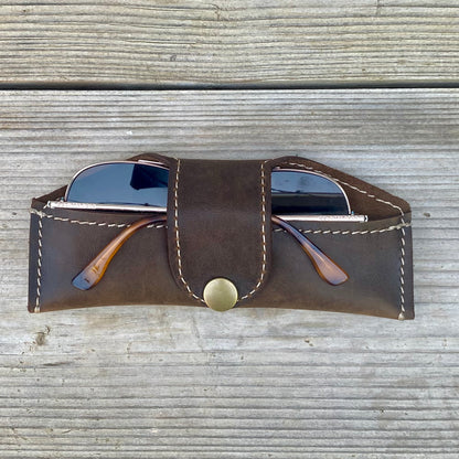A Thin Leather Snap Lock Glasses Case