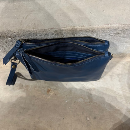 A Leather Double Compartment Clutch
