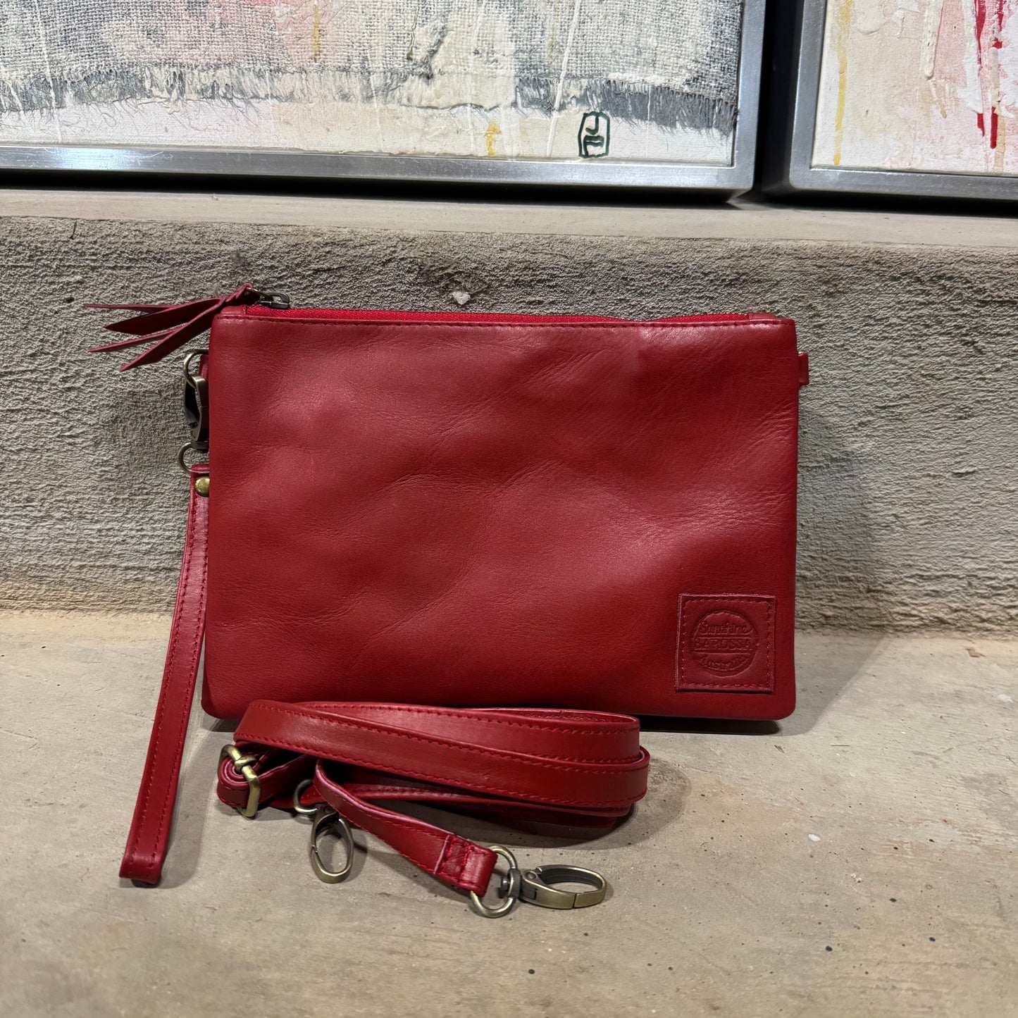 A Leather Double Compartment Clutch