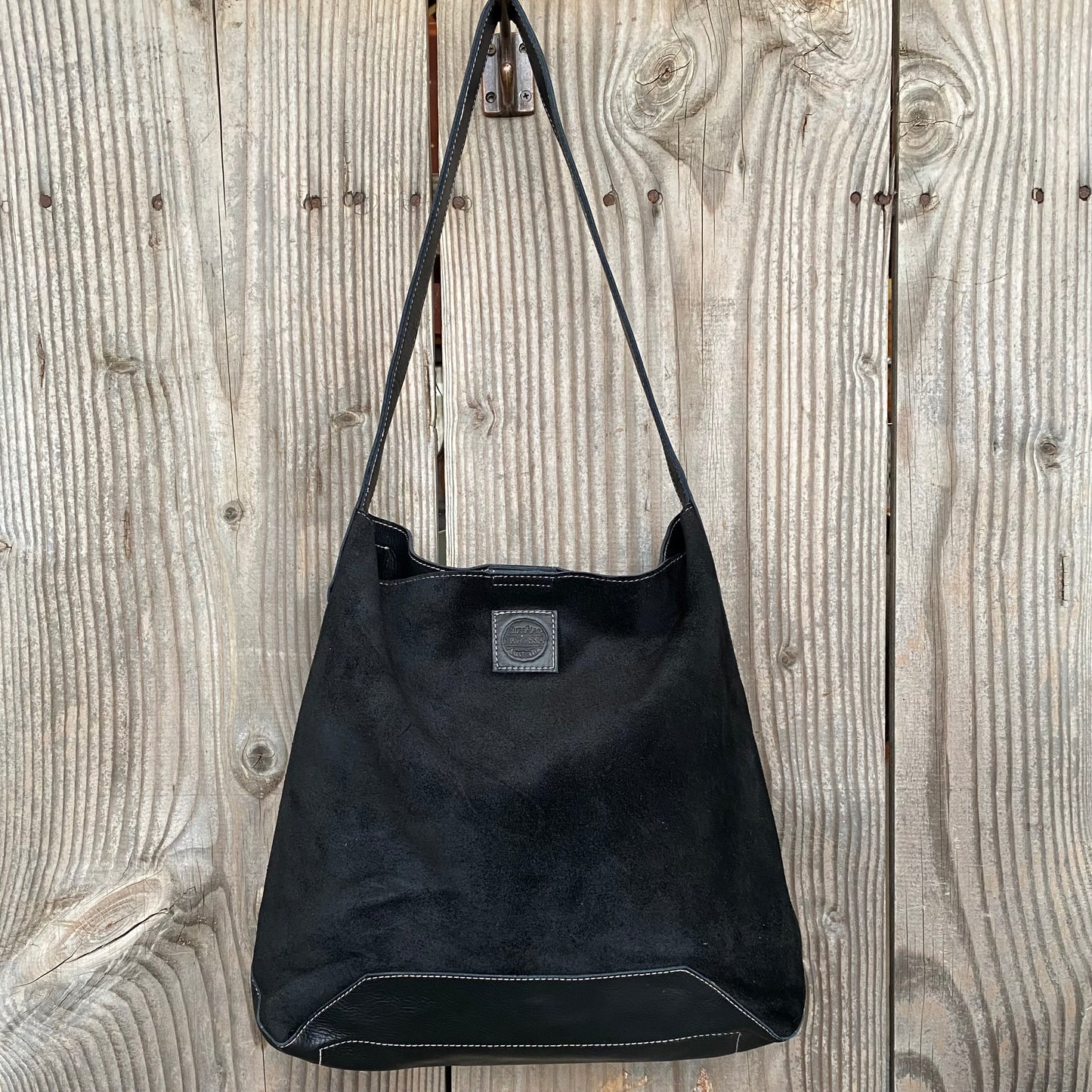 Drink Bottle Pocket Suede & Leather Tote