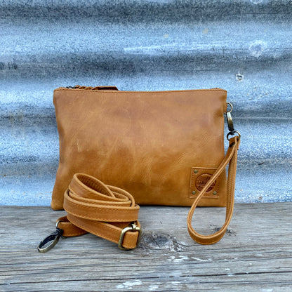 A Leather Double Compartment Clutch