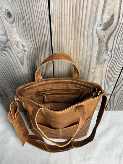 Twin-Handled Leather Work Bag
