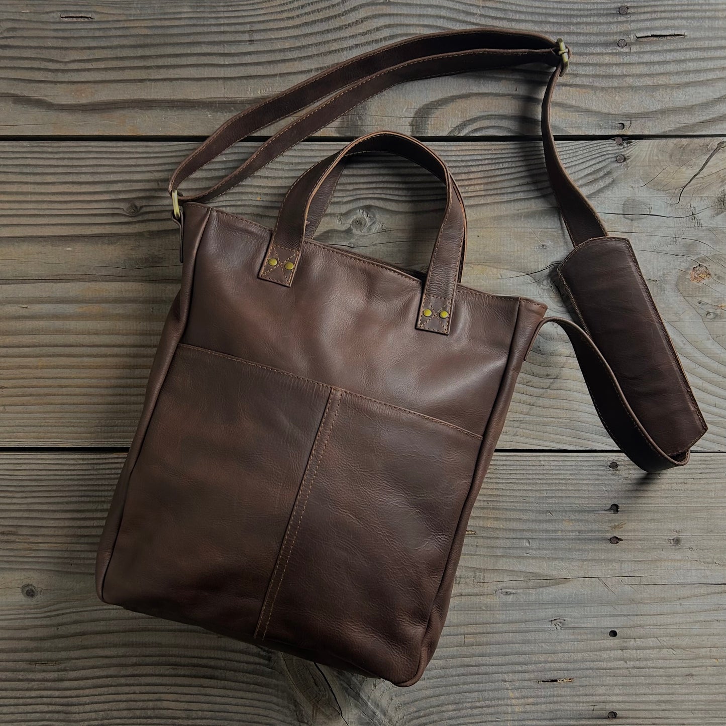 Twin-Handled Leather Work Bag