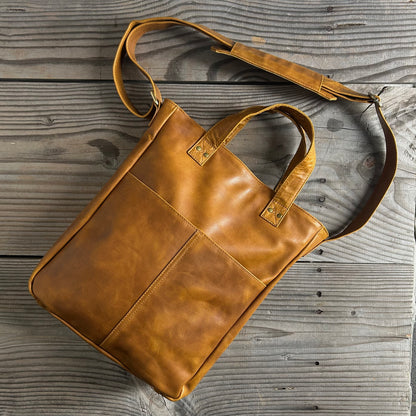 Twin-Handled Leather Work Bag