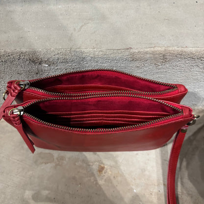 A Leather Double Compartment Clutch